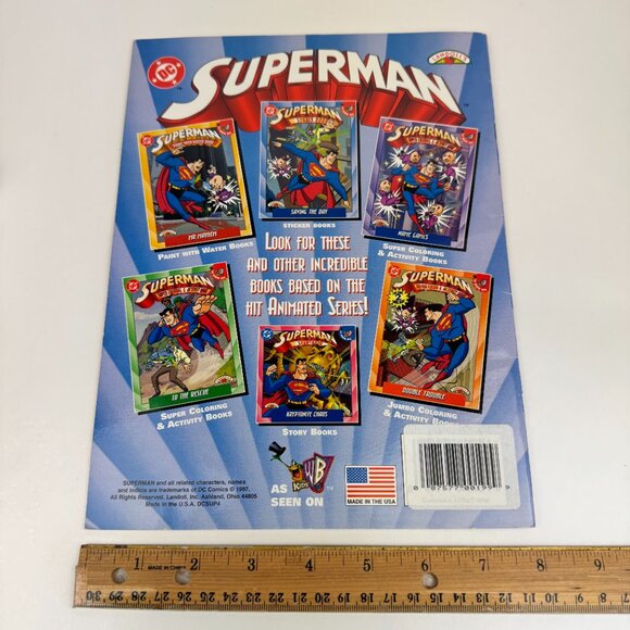 2 Vtg 90s Superman Super Heroes Soft Cover Sticker Book Paint w Water DC Comics - Picture 11 of 13